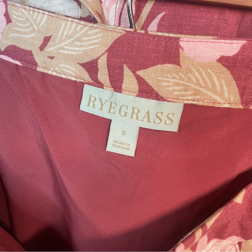 Rye Grass Pink Floral Linen Bend Skirt and top Set - Picture 11 of 12